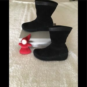 Fitflop Black Suede Pull On Platform Ankle Boots